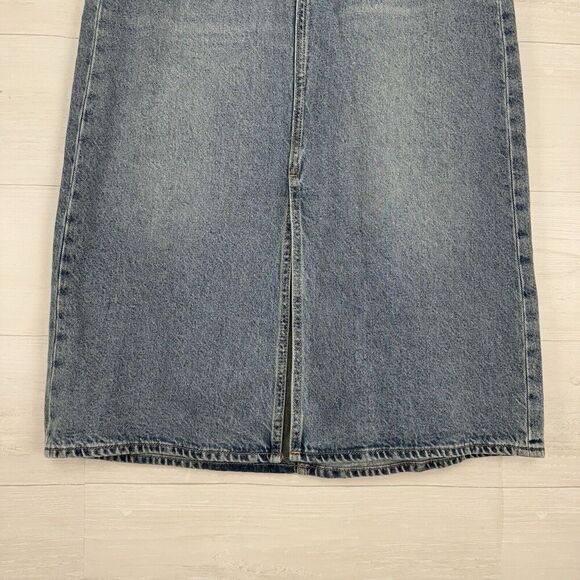 Old Navy Denim Jean Midi Skirt Size 6 Blue Light Wash Front Slit High Rise NWT - Picture 4 of 15